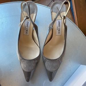 Jimmy Choo Vero Cuoio Suede + Leather Sling Back